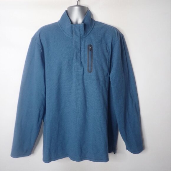 L.L.Bean Mens Fleece Layering Button Mock Pullover Sweater Shirt 505670 Blue XXL - Picture 1 of 6